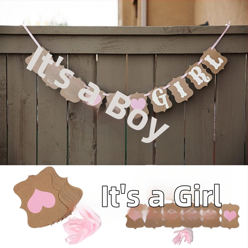 Персонализиран етикет с букви, издърпайте флаг, винтидж крафт хартия, бебе, детски рожден ден, издърпайте флаг, издърпайте цветна декорация