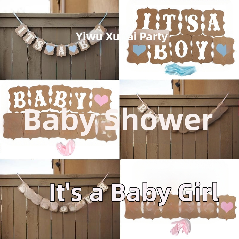 Kohandatud tähemärgist tõmmatav lipp Vintage kraftpaberist beebide laste sünnipäevapeo tõmmatav lipp tõmmatav lillekaunistused