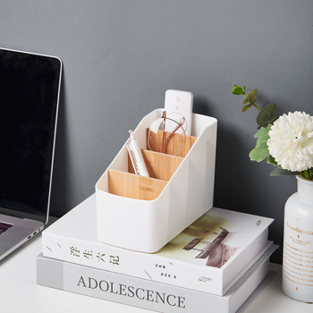 Stalinio trapecijos formos laikymo dėžutė biuro reikmenims Įvairūs tvarko bambuko nuotolinio valdymo laikymo dėžę kosmetikos laikymo lentynėlė