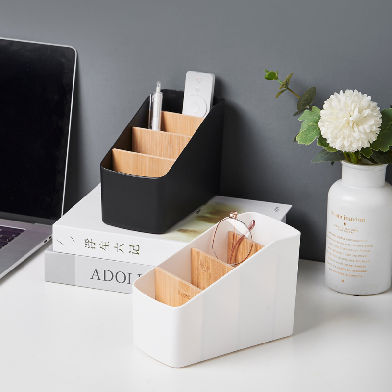 Cutie de depozitare trapezoidală pentru birou, papetărie, diverse, organizator de bambus cu telecomandă, cutie de depozitare pentru cosmetice, raft de depozitare