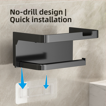 Tarpvalstybinis vonios kambario tualetinio popieriaus ritinėlio laikiklis, sustorintas tamsiai pilkas laikiklis be perforatoriaus, tualetinis vonios kambario popierinių rankšluosčių laikiklis, mobiliojo telefono laikymo lentynėlė