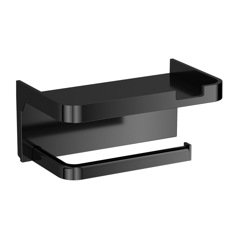 Tarpvalstybinis vonios kambario tualetinio popieriaus ritinėlio laikiklis, sustorintas tamsiai pilkas laikiklis be perforatoriaus, tualetinis vonios kambario popierinių rankšluosčių laikiklis, mobiliojo telefono laikymo lentynėlė