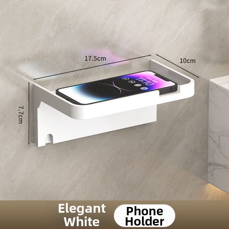 Tarpvalstybinis vonios kambario tualetinio popieriaus ritinėlio laikiklis, sustorintas tamsiai pilkas laikiklis be perforatoriaus, tualetinis vonios kambario popierinių rankšluosčių laikiklis, mobiliojo telefono laikymo lentynėlė