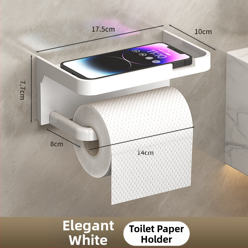 Tarpvalstybinis vonios kambario tualetinio popieriaus ritinėlio laikiklis, sustorintas tamsiai pilkas laikiklis be perforatoriaus, tualetinis vonios kambario popierinių rankšluosčių laikiklis, mobiliojo telefono laikymo lentynėlė