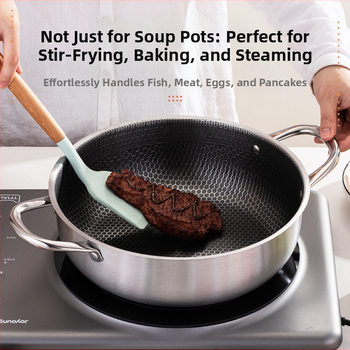 Nerūdijančio plieno korio nelimpantis sriubos puodas dujinė viryklė indukcinė viryklė universalus japoniškas nepadengtas daugiafunkcis dvigubo ausies karštas puodas