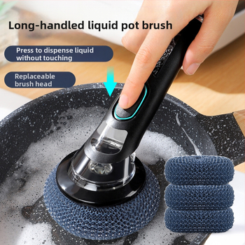 Perie cu mâner lung pentru oală, perie automată de spălat vase cu lichid, perie de bucătărie pentru uz casnic, perie de oală cu burete, perie de curățare cu bilă pentru animale de companie, ustensile