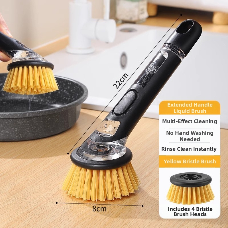 Perie cu mâner lung pentru oală, perie automată de spălat vase cu lichid, perie de bucătărie pentru uz casnic, perie de oală cu burete, perie de curățare cu bilă pentru animale de companie, ustensile