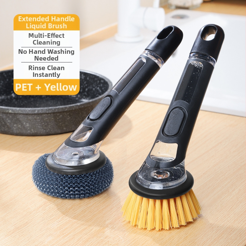 Perie cu mâner lung pentru oală, perie automată de spălat vase cu lichid, perie de bucătărie pentru uz casnic, perie de oală cu burete, perie de curățare cu bilă pentru animale de companie, ustensile