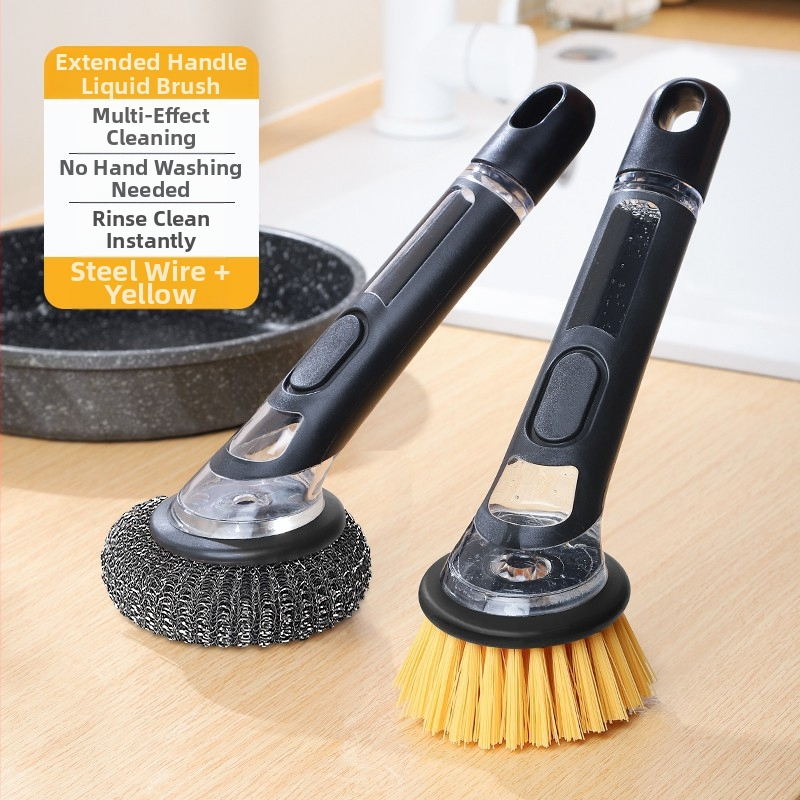 Perie cu mâner lung pentru oală, perie automată de spălat vase cu lichid, perie de bucătărie pentru uz casnic, perie de oală cu burete, perie de curățare cu bilă pentru animale de companie, ustensile
