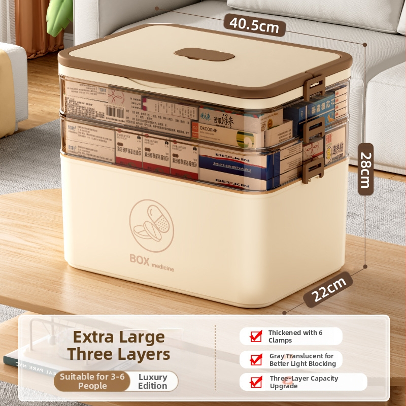 Kodumajapidamises kasutatav suur ravimikarp hulgimüügi mitmekihiline sahtliga meditsiiniline hoiukarp kaasaskantav kodune hädaabi kaasaskantav esmaabi ravimikarp