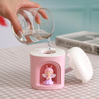 Mielas naminių gyvūnėlių mažas naktinės lemputės drėkintuvas, įmontuotas į USB, mielas biuro stalinio drėkintuvo atmosferos šviesos purkštuvas