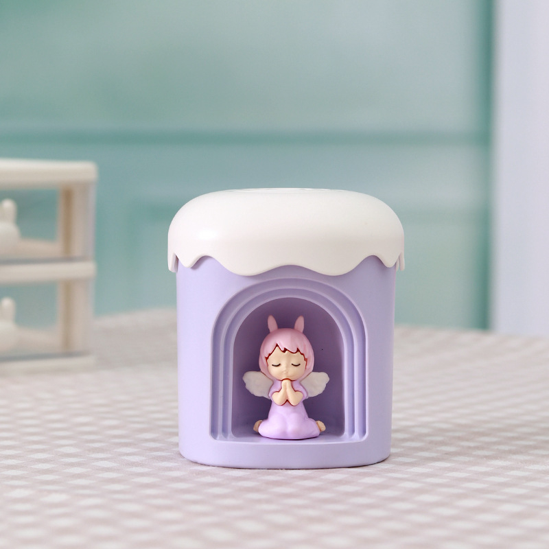 Mielas naminių gyvūnėlių mažas naktinės lemputės drėkintuvas, įmontuotas į USB, mielas biuro stalinio drėkintuvo atmosferos šviesos purkštuvas