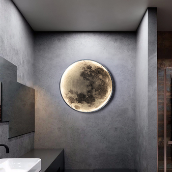 Επιτοίχιο φωτιστικό Moon, φωτιστικό κομοδίνου υπνοδωματίου, μοντέρνο φως, πολυτελής τοιχογραφία, διακοσμητικό φωτιστικό τοίχου, φόντο σαλονιού, σκανδιναβική λάμπα δωματίου