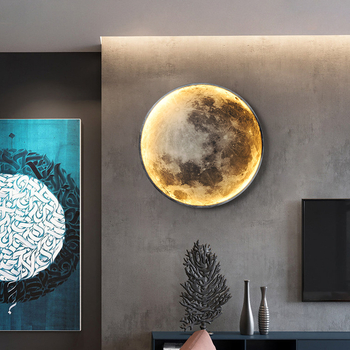 Επιτοίχιο φωτιστικό Moon, φωτιστικό κομοδίνου υπνοδωματίου, μοντέρνο φως, πολυτελής τοιχογραφία, διακοσμητικό φωτιστικό τοίχου, φόντο σαλονιού, σκανδιναβική λάμπα δωματίου
