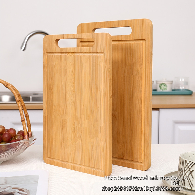 Бамбукова дъска за рязане, бамбукова дъска за рязане на едро, многофункционална дръжка за мивка, дъска за рязане на плодове, двустранна домакинска дъска за рязане от масивно дърво