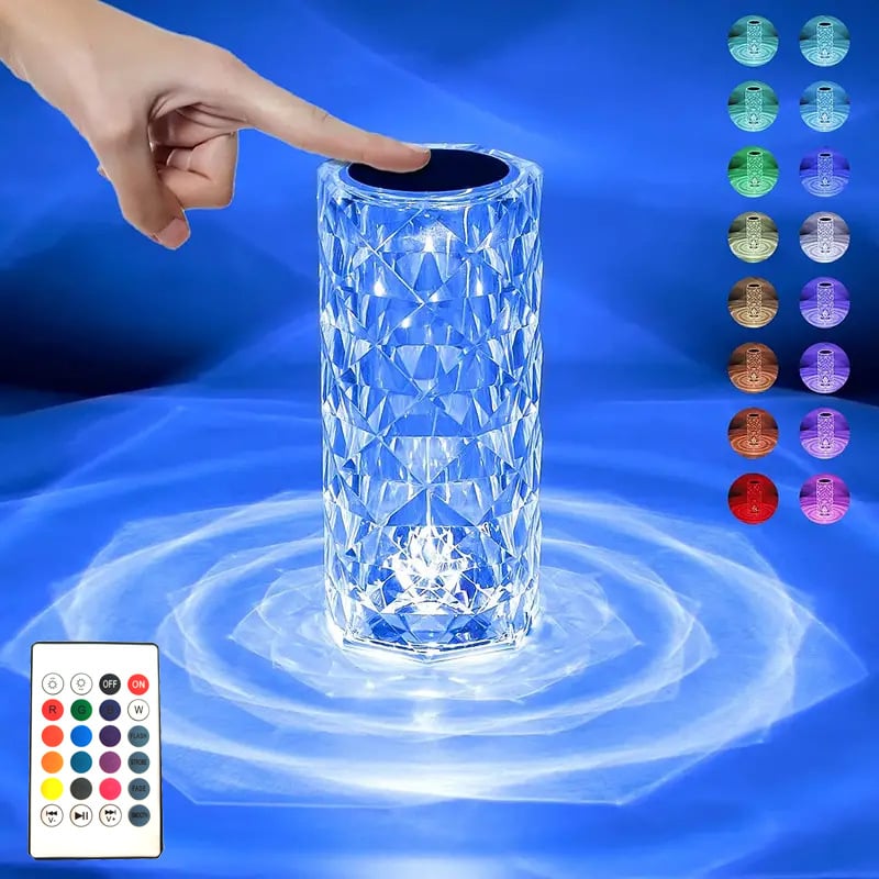 Pārrobežu karstā Crystal Rose lampa vēja atmosfēras lampa radoša LED galda lampa guļamistabas naktslampiņa uzlādei skārienjutīga naktslampiņa