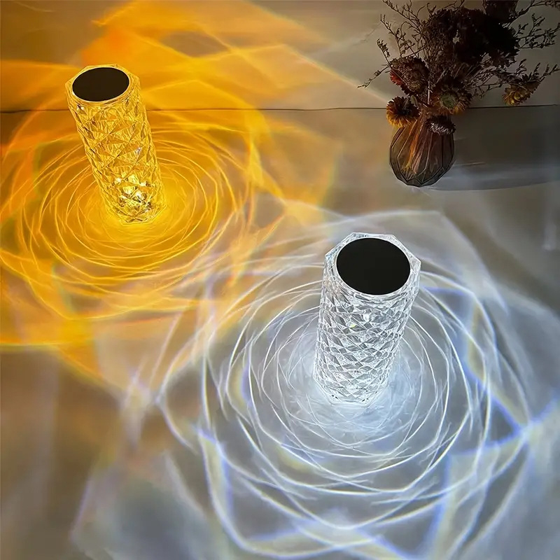 Prekogranična vruća kristalna ruža lampa, lampa za vjetar, kreativna LED stolna lampa, spavaća soba, noćno svjetlo s punjenjem na dodir