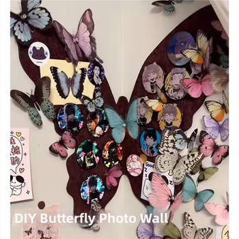 Prancūziški drugelio veltinio sienų lipdukai, miegamojo įėjimo atmosfera, nuotraukų siena, be perforatorių, sienų dekoracija svetainės fonui