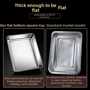 Nerūdijančio plieno kvadratinė plokščia stačiakampė dėžutė su dangčiu, tiramisu padėklas, gilus indų dubuo