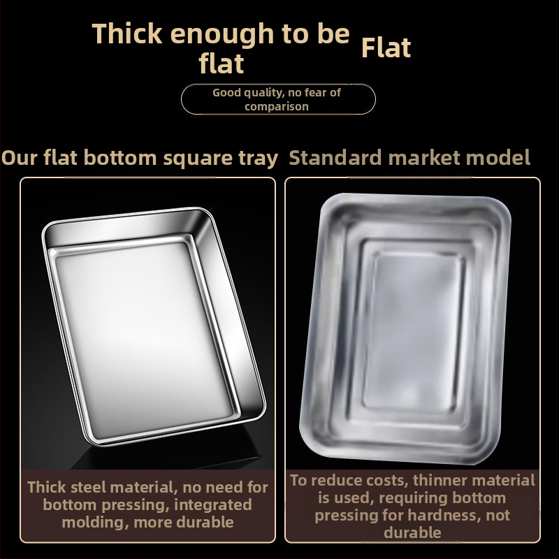Неръждаема стомана квадратна чиния плоска чиния правоъгълна кутия с капак тава тирамису търговски дълбок съд леген
