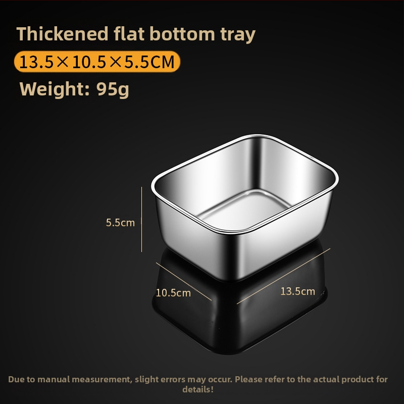 Nerūdijančio plieno kvadratinė plokščia stačiakampė dėžutė su dangčiu, tiramisu padėklas, gilus indų dubuo
