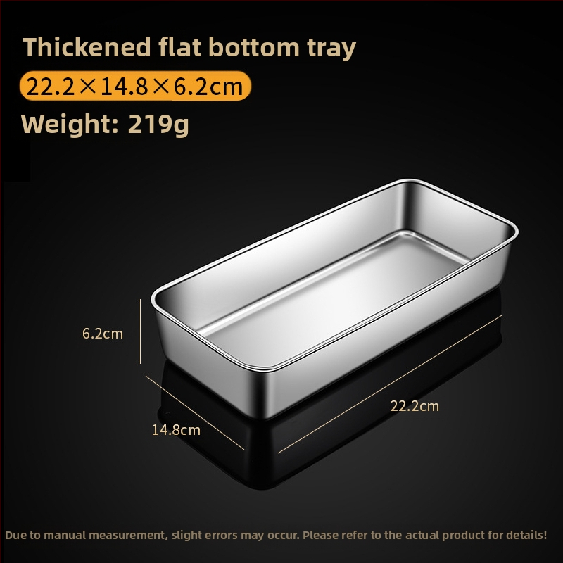 Nerūdijančio plieno kvadratinė plokščia stačiakampė dėžutė su dangčiu, tiramisu padėklas, gilus indų dubuo