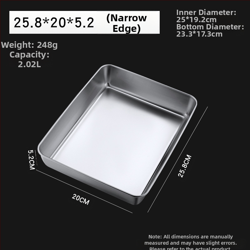 Nerūdijančio plieno kvadratinė plokščia stačiakampė dėžutė su dangčiu, tiramisu padėklas, gilus indų dubuo