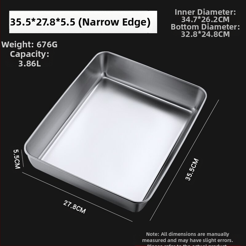 Nerūdijančio plieno kvadratinė plokščia stačiakampė dėžutė su dangčiu, tiramisu padėklas, gilus indų dubuo