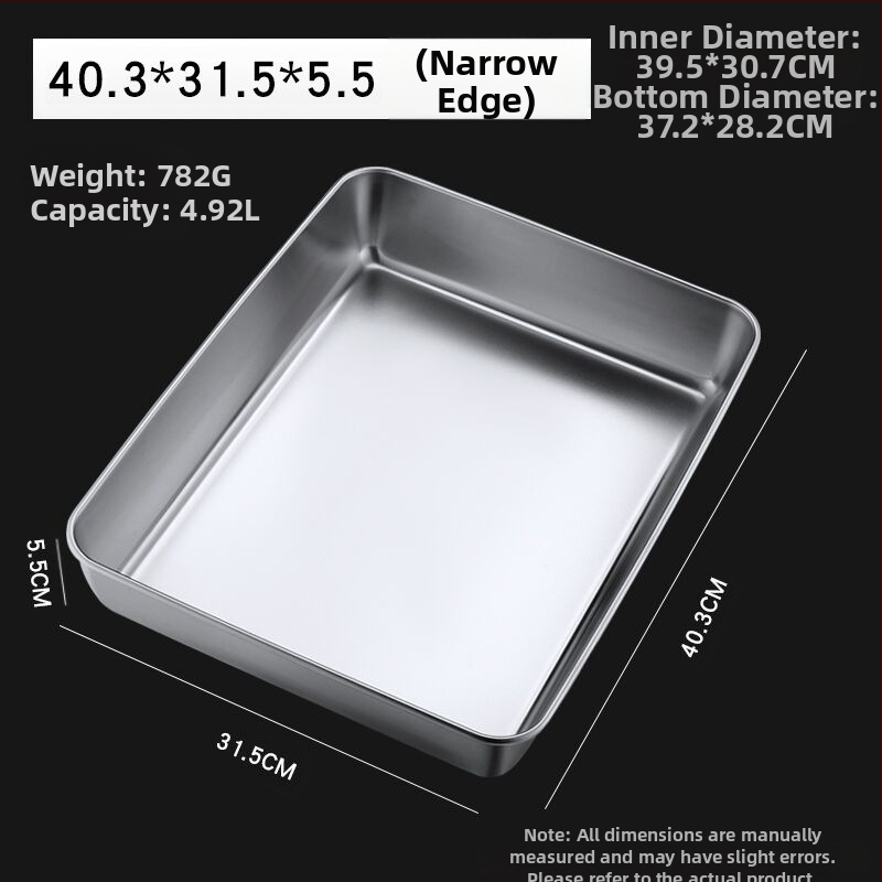 Nerūdijančio plieno kvadratinė plokščia stačiakampė dėžutė su dangčiu, tiramisu padėklas, gilus indų dubuo