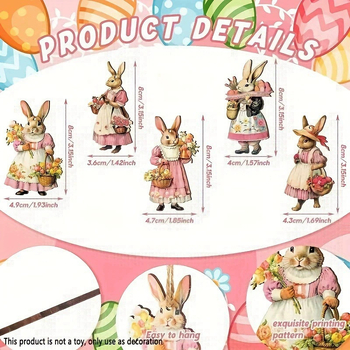 Нови великденски сладки дървени декорации за зайче, подходящи за дома и градината, украса за парти, висящи орнаменти.