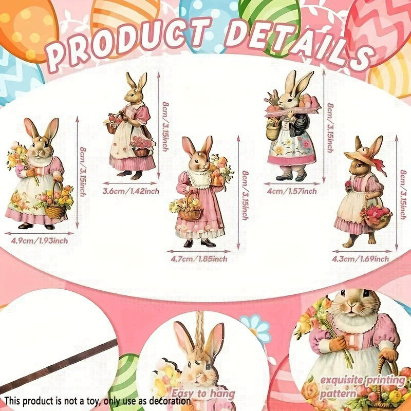 Нови великденски сладки дървени декорации за зайче, подходящи за дома и градината, украса за парти, висящи орнаменти.