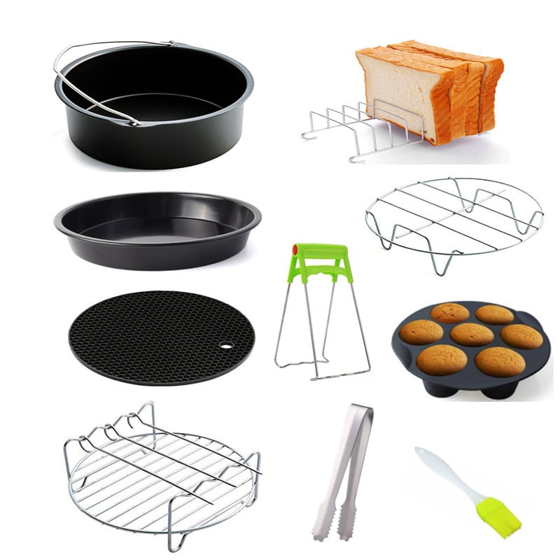 Légkeveréses fritőz tartozékok 6/7 hüvelykes sütőkosár grillsütő készlet 10 darabos készlethez 3,2–5,8 literes sütéshez alkalmas