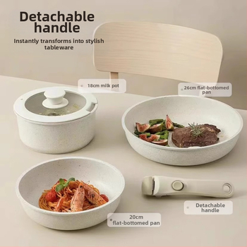 Διασυνοριακό οικιακό αποσπώμενο χερούλι Wok επίπεδη κατσαρόλα αντικολλητικό τηγάνι καρότο σετ κατσαρόλας Potts μαγειρικά σκεύη