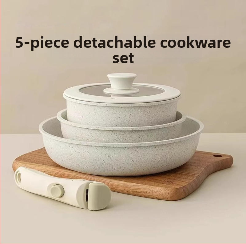 Διασυνοριακό οικιακό αποσπώμενο χερούλι Wok επίπεδη κατσαρόλα αντικολλητικό τηγάνι καρότο σετ κατσαρόλας Potts μαγειρικά σκεύη