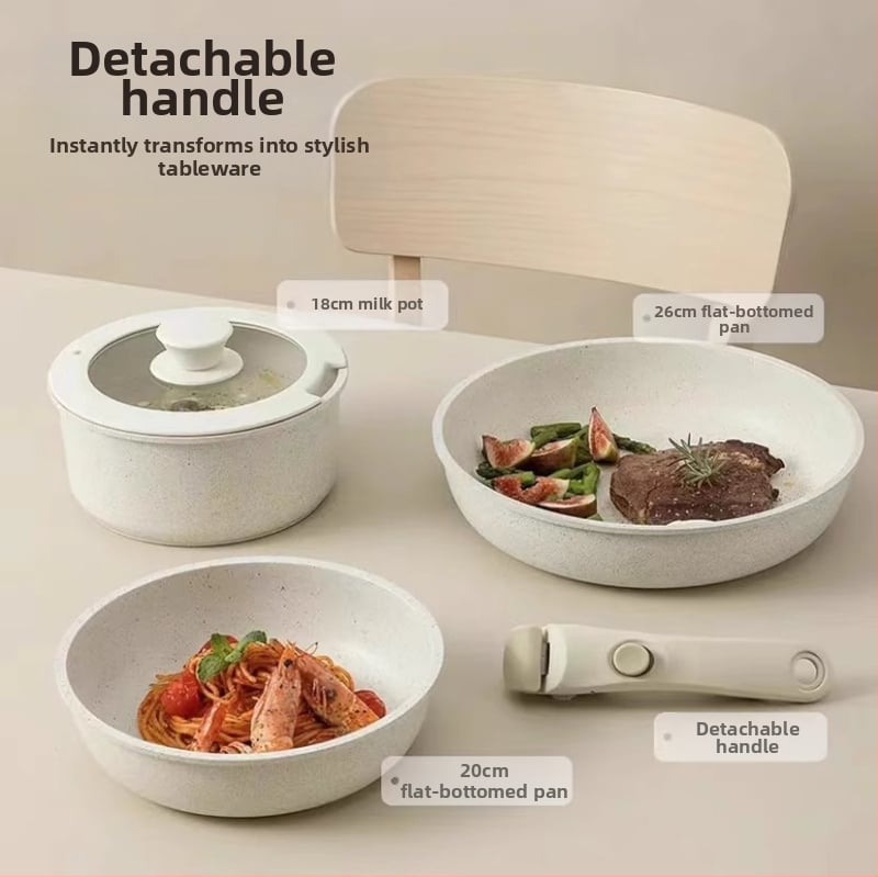 Διασυνοριακό οικιακό αποσπώμενο χερούλι Wok επίπεδη κατσαρόλα αντικολλητικό τηγάνι καρότο σετ κατσαρόλας Potts μαγειρικά σκεύη