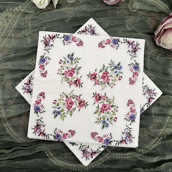 Трансгранична Temu Ретро Розово Лилаво Флорално Салфетка Западен Ресторант Кафе Хотел Хартиена Кърпа Цветна Салфетка