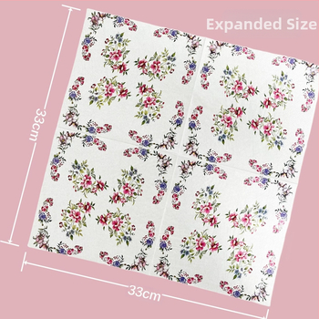 Трансгранична Temu Ретро Розово Лилаво Флорално Салфетка Западен Ресторант Кафе Хотел Хартиена Кърпа Цветна Салфетка
