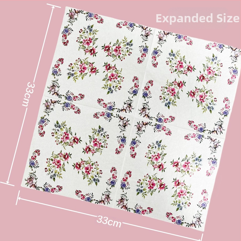 Трансгранична Temu Ретро Розово Лилаво Флорално Салфетка Западен Ресторант Кафе Хотел Хартиена Кърпа Цветна Салфетка