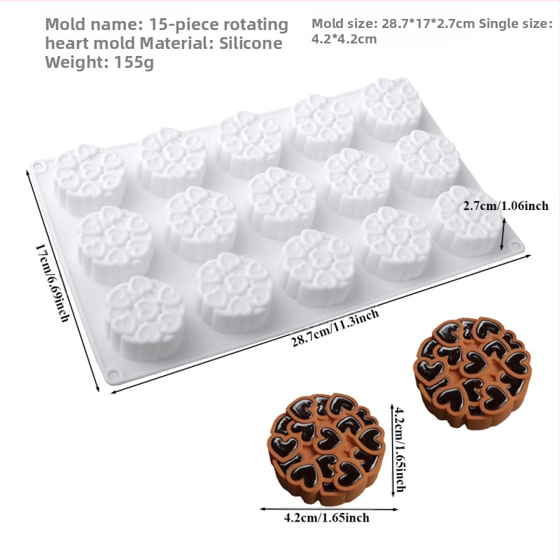 Нова 6-инчова въртяща се шевна силиконова форма за мус с любовен мотив, торта Танабата за Свети Валентин, метод за декорация на сладка форма