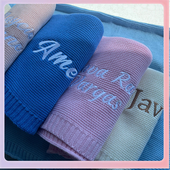 ➻ Κουβέρτα καροτσιού Etsy με κέντημα Πλεκτή κουβέρτα από βαμβακερό υπνάκο Κουβέρτα με κέντημα λογότυπου