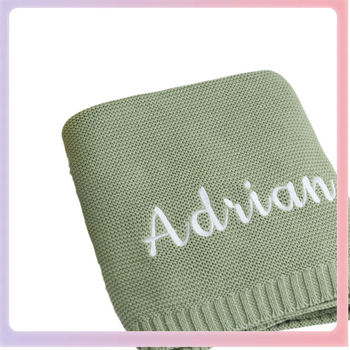 ➻ Κουβέρτα καροτσιού Etsy με κέντημα Πλεκτή κουβέρτα από βαμβακερό υπνάκο Κουβέρτα με κέντημα λογότυπου