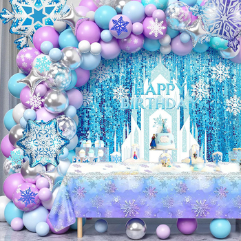 „Amazon“ tarpvalstybinis tiesioginis tiekimas gimtadienio vakarėliui vienkartinė staltiesė desertui, mėlyna violetinė ledo ir sniego vakarėlio staltiesė