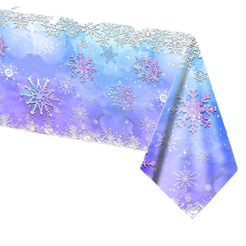 „Amazon“ tarpvalstybinis tiesioginis tiekimas gimtadienio vakarėliui vienkartinė staltiesė desertui, mėlyna violetinė ledo ir sniego vakarėlio staltiesė