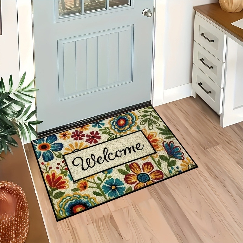 Подова постелка Temu Daifa с пролетно цвете, сладка котка, постелка за входна врата, постелка за баня и коридор, устойчива на замърсяване и износване