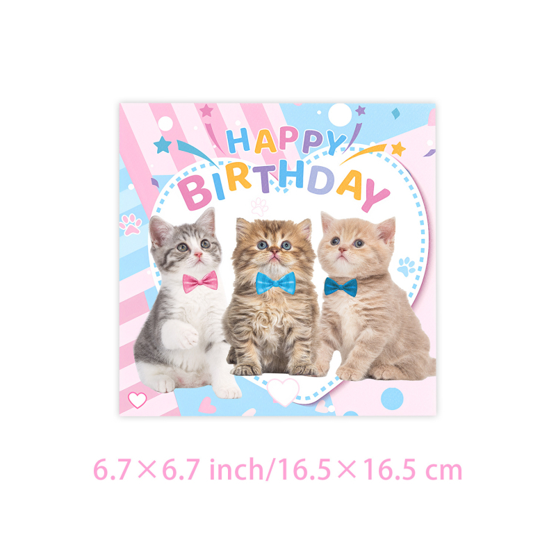 [готова на склад] Салфетка за детски рожден ден с котешка бебешка чанта в синьо и розово