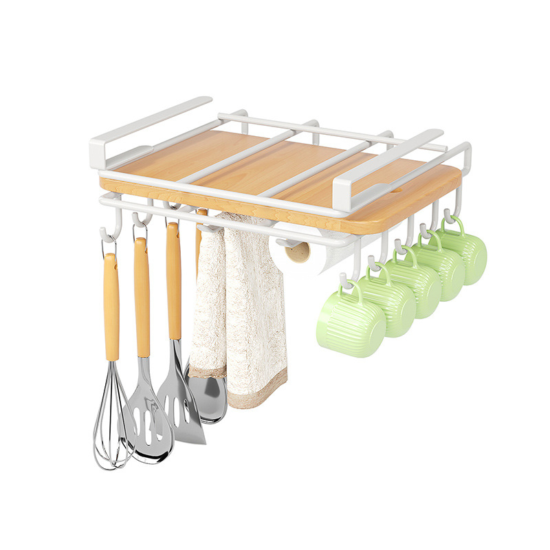 Virtuvės spintelė, sieninė spintelė, pakabinama laikymo lentynėlė, daugiafunkcis pjaustymo lentelių stovas, daugiasluoksnė popierinių rankšluosčių laikiklis, baltas