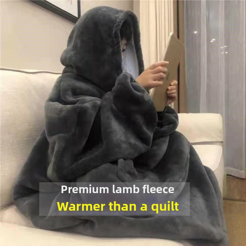 Фланелени пижами, мързеливи одеяла, зимни пижами за мъже, хлабави кадифени и удебелени дрехи с качулка за двойки, които могат да се носят навън