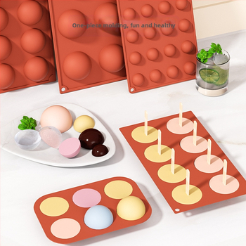 Piiriülene tootja hulgimüügi 6-ühendatud poolringikujuline šokolaadivorm silikoonist koogivormi puding isetegemise küpsetamiseks käsitsi valmistatud seebivorm