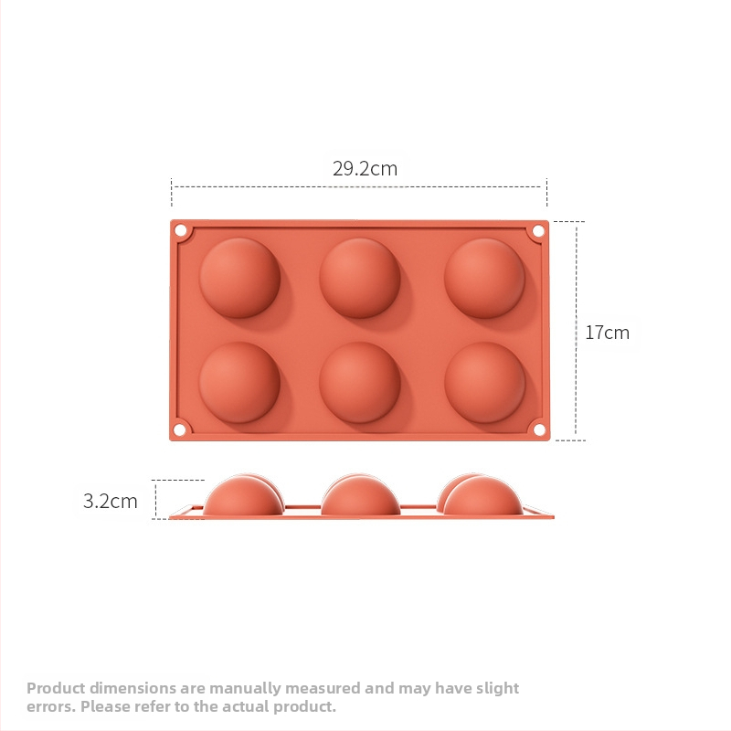 Piiriülene tootja hulgimüügi 6-ühendatud poolringikujuline šokolaadivorm silikoonist koogivormi puding isetegemise küpsetamiseks käsitsi valmistatud seebivorm