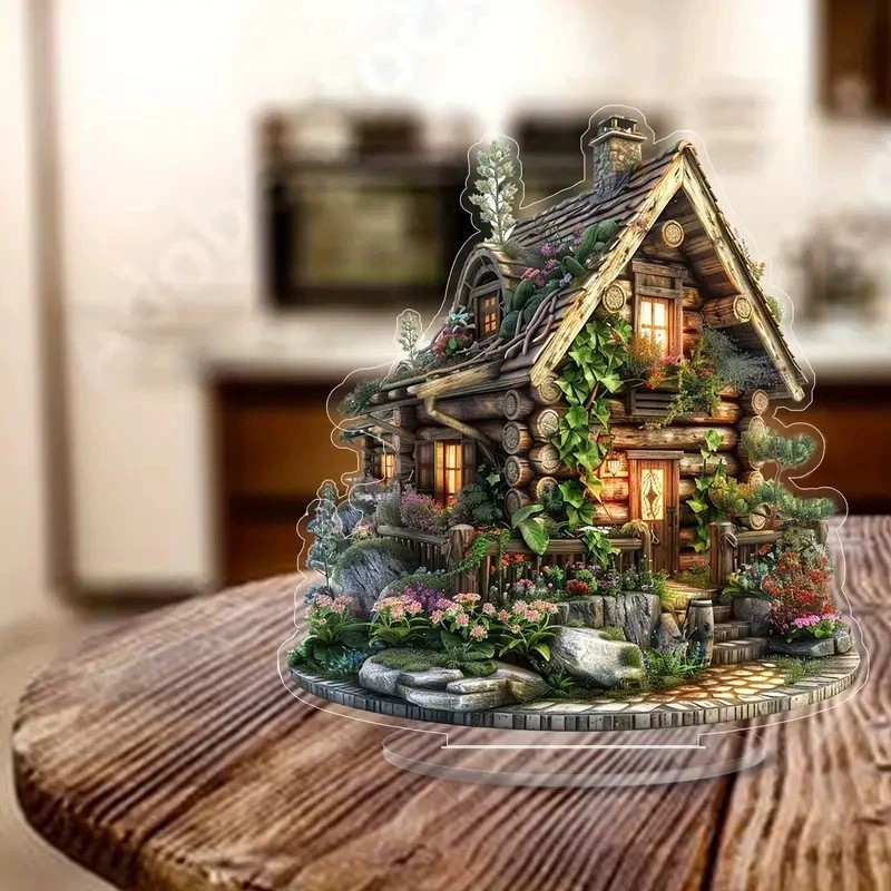 Modernus 2D plokščias spausdinimas, akriliniai interjero darbalaukio dekoratyviniai papuošalai, šventiniai papuošalai